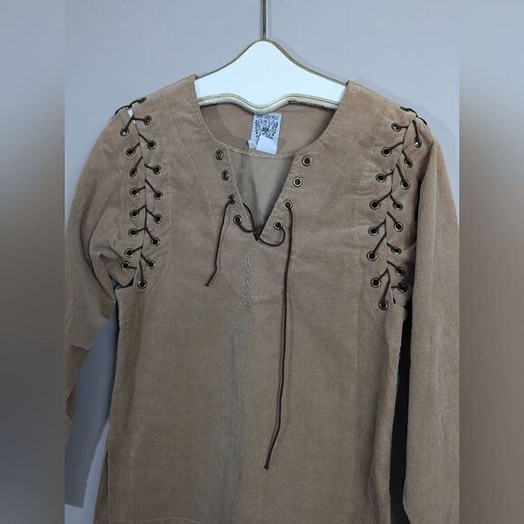 Anne Larochelle Medieval Corduroy top with laces size small - Picture 2 of 7